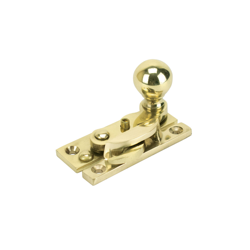 Sash Heritage Claw Fastener with Ball Knob (Locking) - Polished Brass